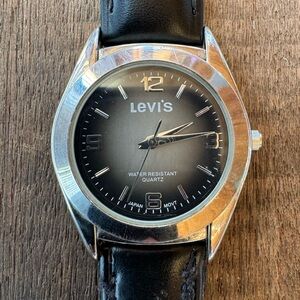 Vintage Levi's Black Dial Silver Bezel Watch